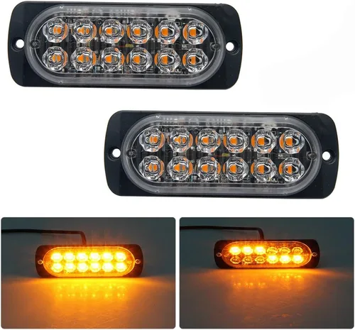 Miniatura 5 de MASO Luces estroboscópicas de emergencia para camiones, coche de recuperación ámbar 12 LED, barra de iluminación naranja, parrilla intermitente