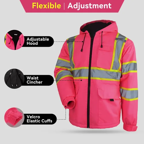 Miniatura 5 de Chaqueta de seguridad de alta visibilidad ANSI/ISEA Chaqueta reflectante estándar con bolsillo y cremallera