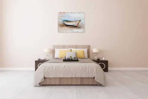 Miniatura 4 de SYGALLERIER Lienzo costero pintado a mano, pintura de naturaleza muerta, cuadros náuticos modernos, arte estético para sala de estar, dormitorio