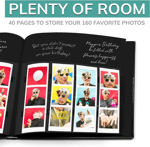 Miniatura 6 de PBF - Álbum de fotos para cabina de fotos, libro de invitados con insertos de imagen transparentes de 2 x 6, cubierta negra con fundas de plástico