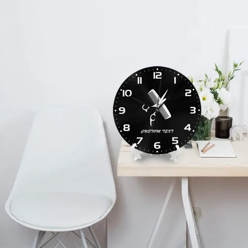Miniatura 4 de Reloj de pared personalizado para peluquería, añade tu texto, reloj de peluquería personalizado para salón de belleza, decoración de reloj de pared
