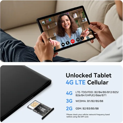 Miniatura 3 de Topsand Tablet Android 15 de 10 pulgadas con ranura para tarjeta SIM desbloqueada, teléfono tablet 4G celular, Octa-Core, 12GB+64GB, ampliable a