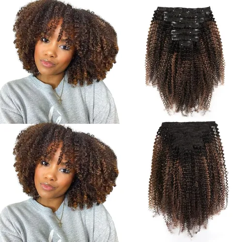 Miniatura 11 de ABH AMAZINGBEAUTY HAIR Extensiones de cabello humano real con clip, 4A 4B, rizado con clip, 4.23 oz, 7 piezas, 17 clips, 4.23 oz, color negro #1B