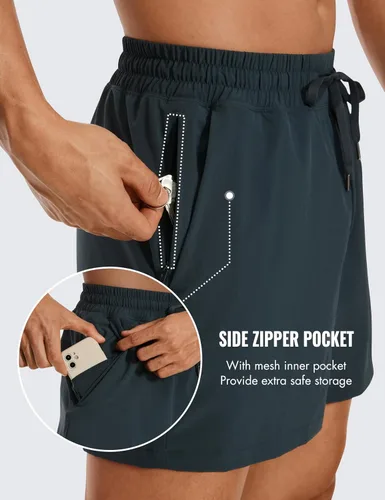 Miniatura 5 de CRZ YOGA Pantalones cortos de entrenamiento sin forro para hombre de 5 pulgadas, ligeros, de secado rápido, para correr, deportes, atletismo