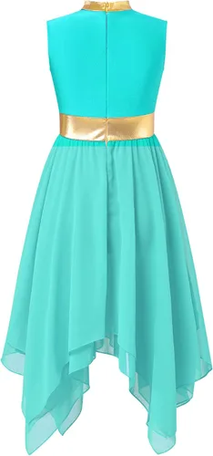 Miniatura 121 de CHICTRY Vestido de baile lírico sin mangas asimétrico para niñas, disfraz de adoración litúrgica contemporánea