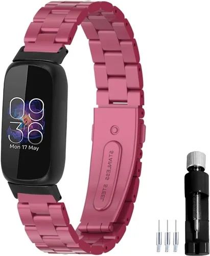 Miniatura 12 de Correa de reloj de metal compatible con Fitbit Inspire 3 de acero inoxidable, repuesto para reloj inteligente Inspire3, accesorio para mujeres