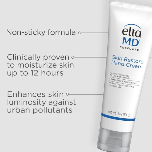 Miniatura 3 de EltaMD So Silky Hand Crème, loción hidratante para manos con ceramidas, esclareolida y vitamina E para manos secas y descamadas, crema de manos