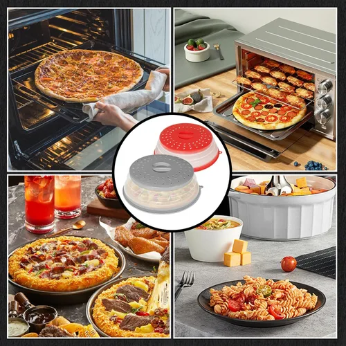 Miniatura 7 de CasaCulina Paquete de 2 cubiertas plegables para salpicaduras de microondas, tapa de microondas ventilada con agujero de gancho, protector