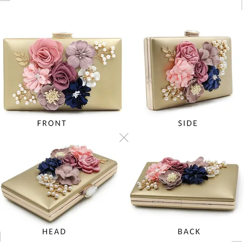Miniatura 6 de Milisente - Bolso tipo clutch de diseño floral, bolso de noche para mujer, para novias, bodas