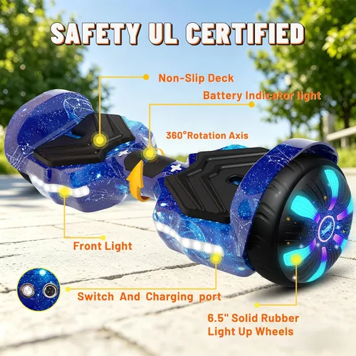 Miniatura 7 de SIMATE Patinete, altavoces Bluetooth y ruedas LED iluminadas, control por APP, motores duales de 250W, velocidad máxima de 8.5 mph y alcance máximo