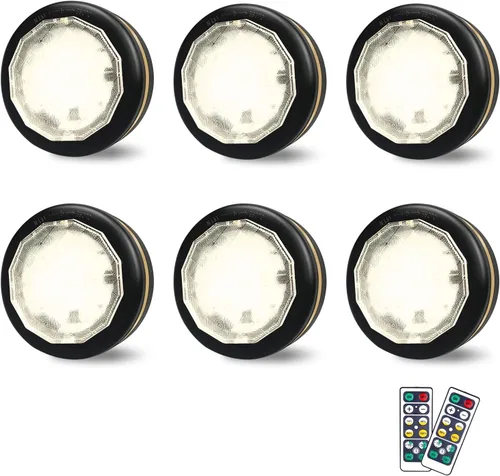 Luces LED de disco con control remoto que funcionan con pilas, luces debajo del gabinete, temporizador regulable, función de luz de memoria, luz