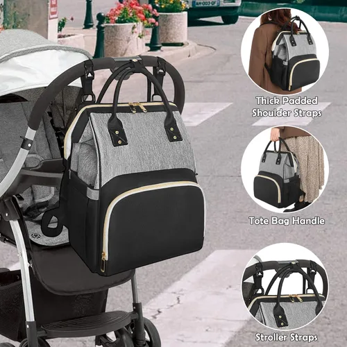 Miniatura 6 de Mochila para pañales Femuar, multifuncional, para maternidad, bolsa de pañales para bebés, de gran capacidad, para niñas y niños, mochila de viaje