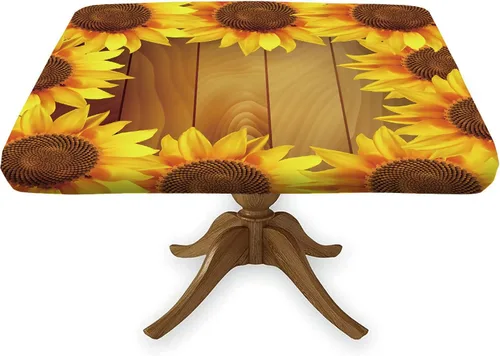 Miniatura 40 de Mantel cuadrado ajustable con estampado de girasoles, borde elástico, "You are My Sunshine", se adapta a 36x36 pulgadas, mantel de poliéster lavable
