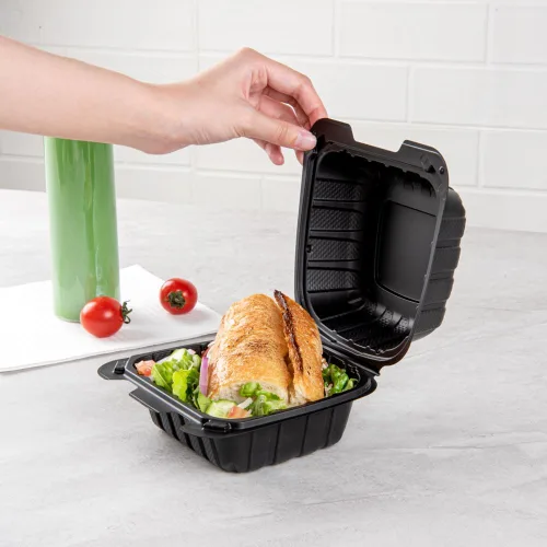 Miniatura 5 de Restaurantware Thermo Tek - Recipientes para llevar rellenos de minerales de 6 x 6 x 3 pulgadas, 100 recipientes duraderos para llevar, contenedores