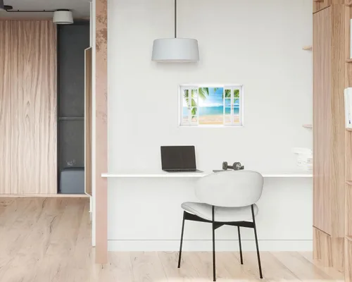 Miniatura 4 de FLFK Calcomanía de pared falsa para ventana, diseño de vista tropical del océano para despegar y pegar, 24 x 16 pulgadas