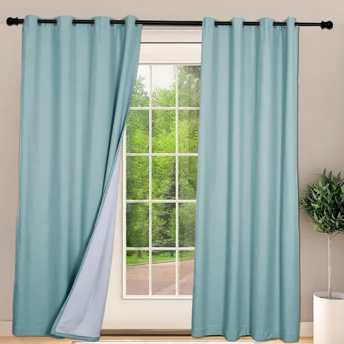 Miniatura 38 de Frelement Cortinas opacas extralargas de 108 pulgadas de largo, para sala de estar, cortinas de lino con bloqueo de luz, cortinas con aislamiento