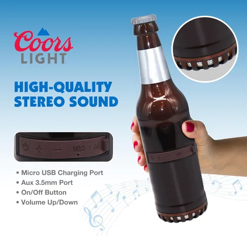 Miniatura 3 de Coors Light - Altavoz Bluetooth con Forma de Botella con Estéreo de Alta Fidelidad, Resistente a Salpicaduras, 6H de Reproducción y Puerto AUX