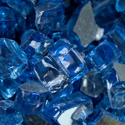 Miniatura 8 de MSI Cristal de fuego azul zafiro, rocas de vidrio templado reflectante de brillo de 1/4 de pulgada de alto para chimenea de propano o gas natural