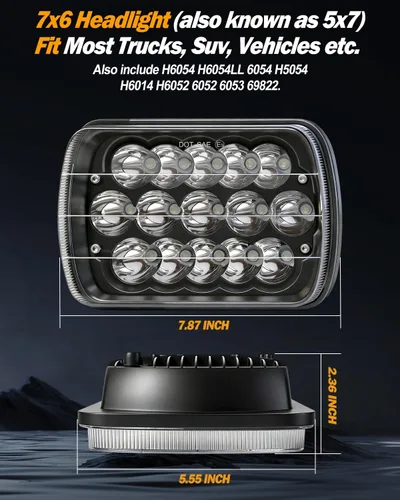 Miniatura 3 de CO LIGHT Faros delanteros LED rectangulares de 7 x 6, 5 x 7, haz alto/bajo, faros delanteros sellados compatibles con Cherokee XJ Wrangler YJ