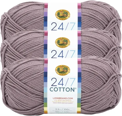Miniatura 51 de Lion Brand Yarn, Hilo ligero mercerizado de algodón 24/7 para tejer, ganchillo y manualidades, Almirante, 1 paquete, 185 yardas de fibra natural