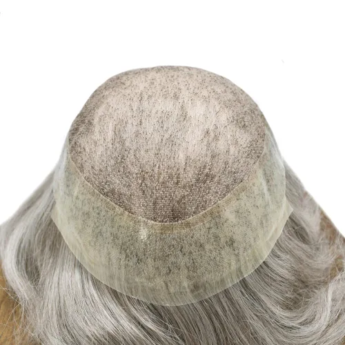 Miniatura 60 de Sistema de reemplazo de cabello de encaje francés para hombre, piezas de cabello de aspecto natural, encaje frontal, negro, marrón, rubio, gris