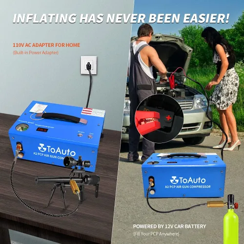 Miniatura 3 de TOAUTO - Compresor de aire A2 PCP, parada automática, portátil de 4500 Psi/30 Mpa, sin aceite/agua, compresor HPA de conector rápido de 8MM