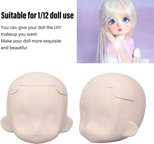 Miniatura 4 de Cabeza de muñeca en blanco, cabeza de muñeca articulada de silicona de repuesto, exquisita para muñeca articulada de bola de 1/12 (súper blanco)