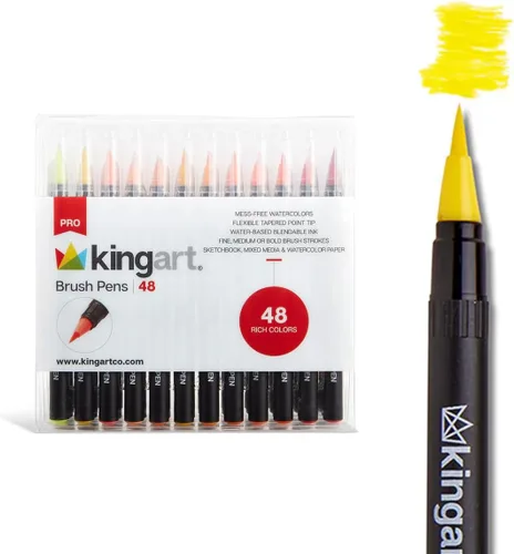 Miniatura 8 de KINGART, Juego de 12 bolígrafos de pincel real de colores únicos, 12 piezas surtidas 12 colores ricos