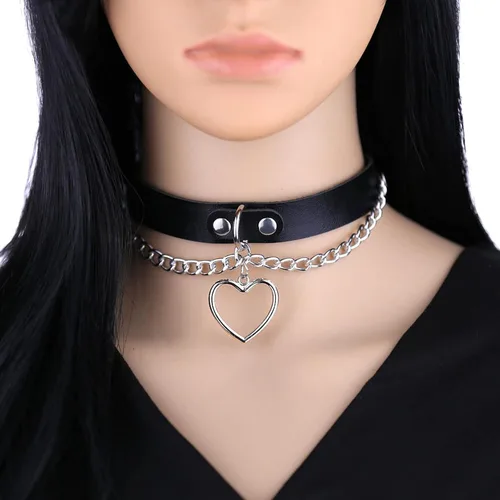 Miniatura 2 de eYLun Gargantilla de cuero para mujer, gargantilla punk, gargantilla gótica con corazón