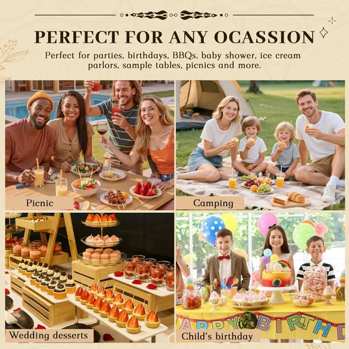 Miniatura 7 de Palillos de dientes de abedul natural para dientes, paquete de 300, palillos de madera de 2.5 pulgadas para aperitivos, frutas y barbacoas, suaves