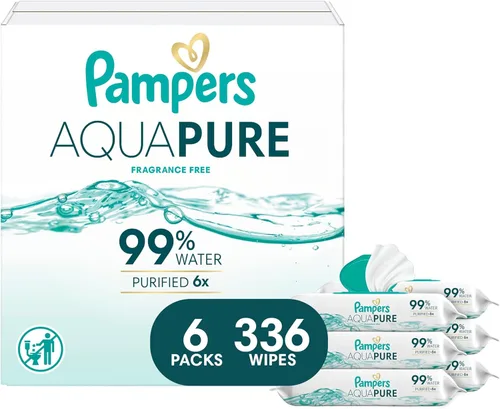 Miniatura 25 de Pampers Aqua Pure Toallitas para bebé, 99% agua, sin fragancia, 896 toallitas para bebé en total (16 paquetes con tapa abatible)