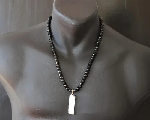 Miniatura 104 de Colgante de turmalina cruda natural, Collar de cuentas de ónix negro genuino, Collar de piedra negra, Collar de piedras preciosas, Cuentas de 0.315