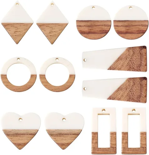 Miniatura 19 de Mega Pet Colgante de resina y madera de nogal para hacer joyas de bricolaje