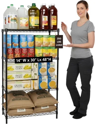 Miniatura 10 de Displays By Jack Estantería de alambre resistente de 5 niveles para productos, despensa de plantas, garaje, estantes de lavandería, estantes Cromo