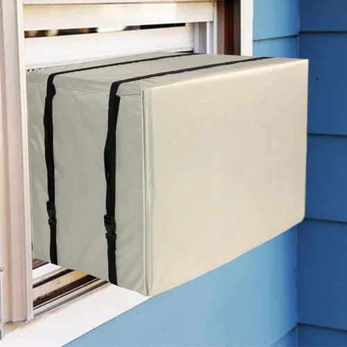 Homydom Cubierta de aire acondicionado para ventana S 21 pulgadas de ancho x 16 pulgadas de profundidad x 15 pulgadas de alto, impermeable, beige