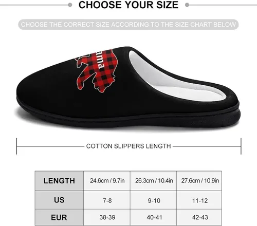 Miniatura 2 de Plaid Mama Bear - Pantuflas de algodón para mujer, acogedoras y cálidas, para interiores y exteriores