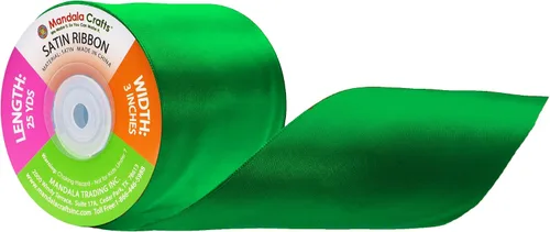 Miniatura 98 de Mandala Crafts Cinta de satén verde manzana para manualidades, cintas de tela de 1.5 pulgadas de ancho de 50 yardas para envolver regalos, ramos