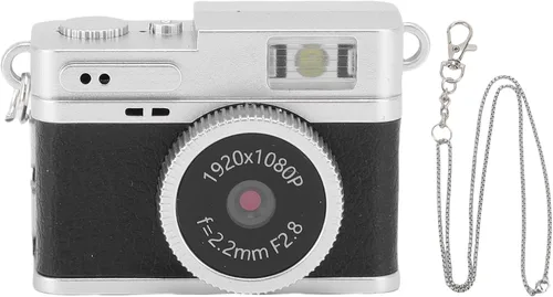Pequeña cámara digital vintage, cámara digital de bolsillo FHD de 1080P con pantalla a color de 0.96 pulgadas, cámara portátil retro con luz de Negro