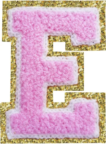 Miniatura 157 de SPRT - Parches de letras de chenilla universitaria con purpurina, parche de letras blancas para planchar con letras del alfabeto para disfraz