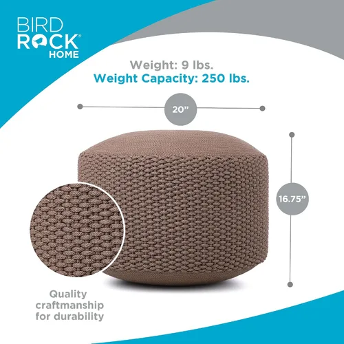Miniatura 2 de BIRDROCK HOME Puf Otomano para Exteriores Taburete Reposapiés Impermeable Tejido a Mano con Relleno de Bolsa de Perlas Reposapiés Bohemio