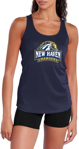 Miniatura 208 de Camiseta deportiva sin mangas oficial de NCAA Collegiate para mujer, con espalda cruzada, colección con logotipo primario