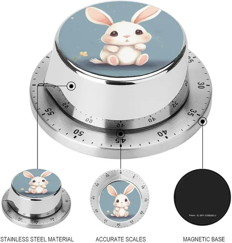 Miniatura 3 de Cartoon Cute Bunny Kitchen Timers for Cooking, 60 Minute Visual Timer for Home, No Batteries Required, Countdown Reminder Chef Timer Clock with