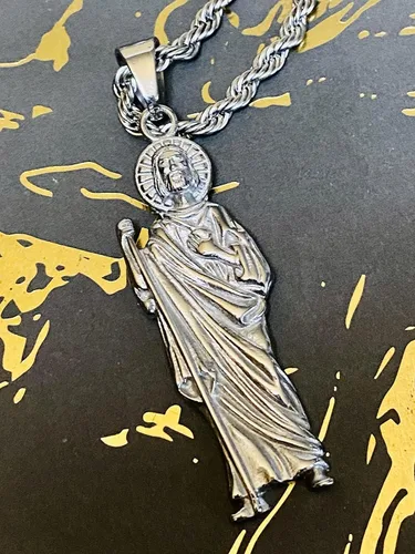 Miniatura 5 de San Judas - Colgante de plata para hombre y mujer, cadena de cuerda de acero inoxidable real de 0.118 in, joyería Mans, colgante de joyería
