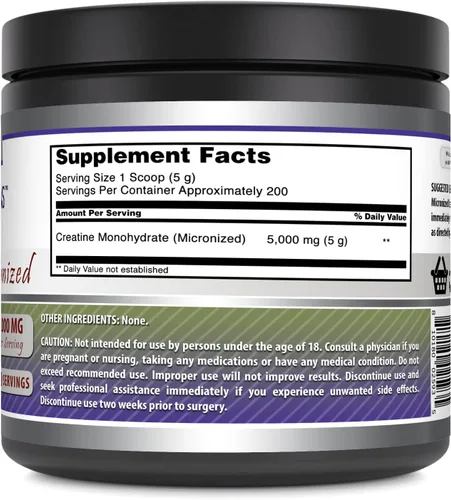 Miniatura 2 de Amazing Formulas - Suplemento en polvo de monohidrato de creatina micronizada 5000 mg por porción Suplemento ideal antes y después