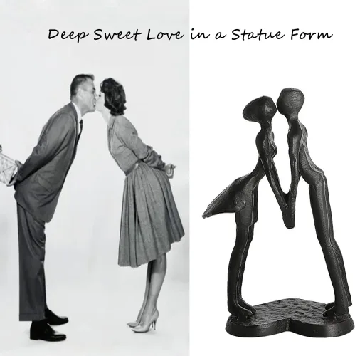 Miniatura 3 de DreamsEden Escultura de hierro de 6 pulgadas, estatua de pareja de besos para aniversario, figura de hierro fundido hecha a mano, decoración