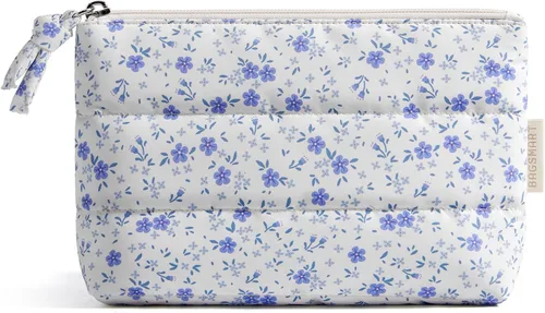 Miniatura 10 de BAGSMART Pequeña bolsa de maquillaje, neceser portátil esponjoso con cierre de cremallera con encanto, organizador de viaje resistente al agua