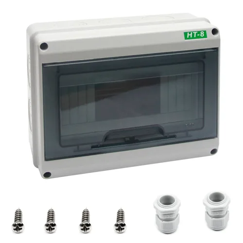 Miniatura 11 de Fielect Caja de protección de distribución MCB de 2 vías con riel DIN, caja eléctrica de disyuntor de plástico ABS y cubierta transparente IP65