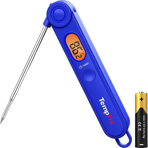 TempPro TP03B Digital Meat Thermometer for Cooking, Instant Read Thermometer with Backlight, Kitchen Food Thermometer for Grill Smoker BBQ Oil Deep