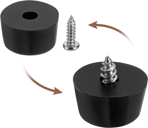 Miniatura 4 de uxcell 10 piezas topes de goma, almohadillas redondas de 0.28 pulgadas de alto x 0.51 pulgadas de ancho con arandela de acero inoxidable y tornillos