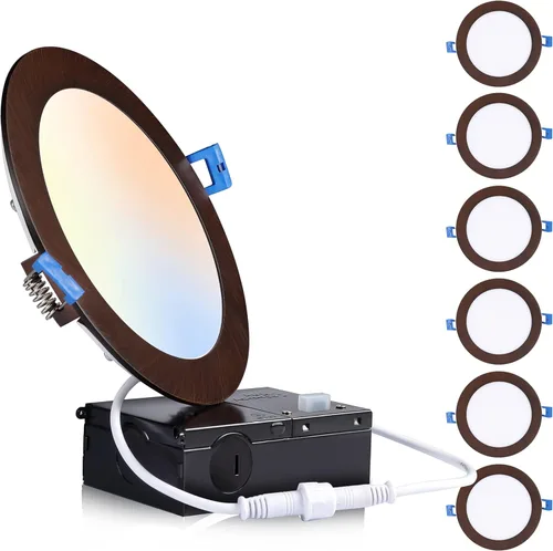 Cloudy Bay 6 pulgadas, 3000 K, 4000 K, 5000 K, tres colores de temperatura seleccionable, regulable 15 W CRI90+, luz LED empotrable ultrafina con